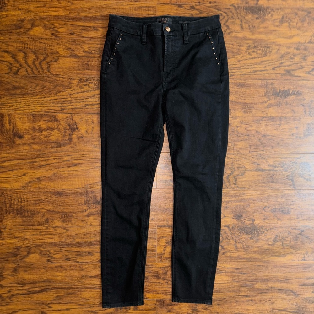 7 for All Mankind Jen7 Women's Black Denim Skinny Jeans with Stud Pockets Size 6